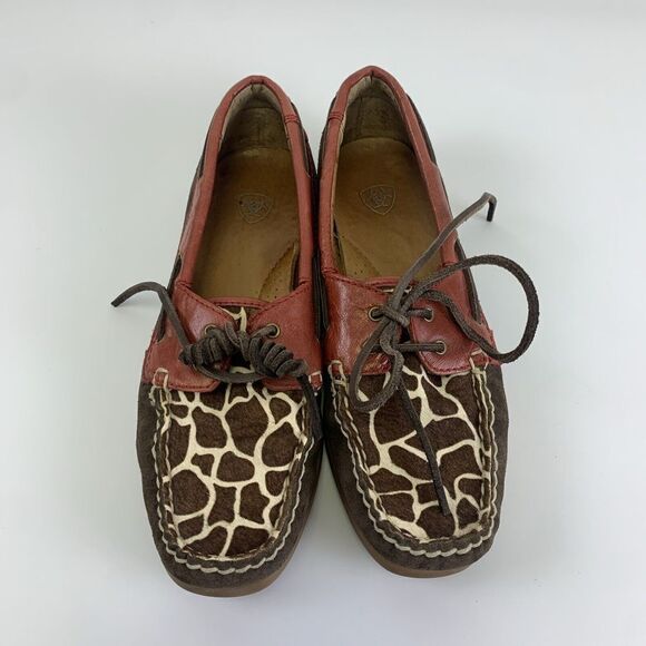 Ariat Giraffe Ruby Moc Loafer Leather Suede Fur Laces Slip On 10014141 Women 6.5 - Picture 4 of 14